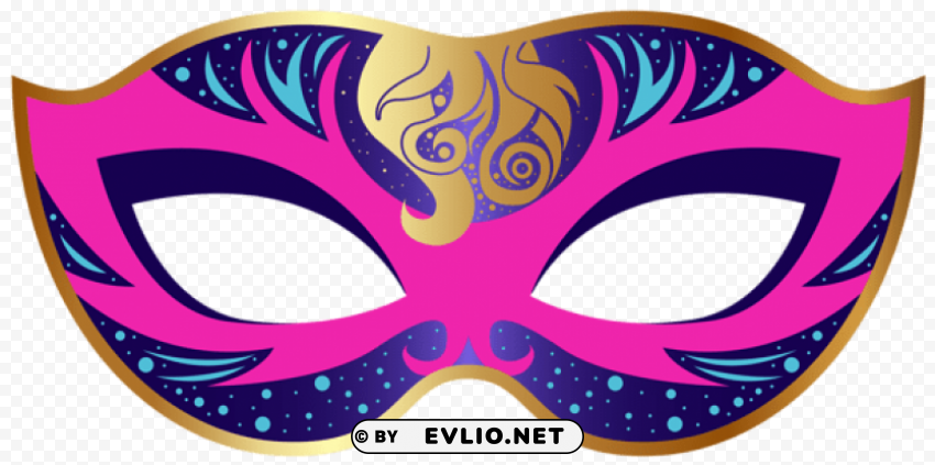 Pink And Blue Carnival Mask Isolated Design Element In Clear Transparent PNG