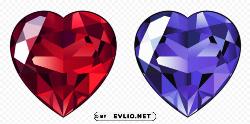 Transparent Diamond Hearts Background-less PNGs