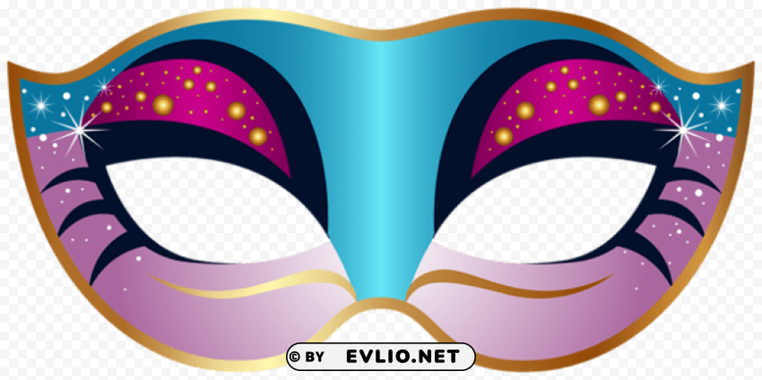 blue and pink carnival mask Isolated Design Element in PNG Format