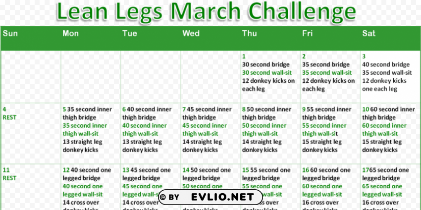 one month leg challenge PNG images without licensing