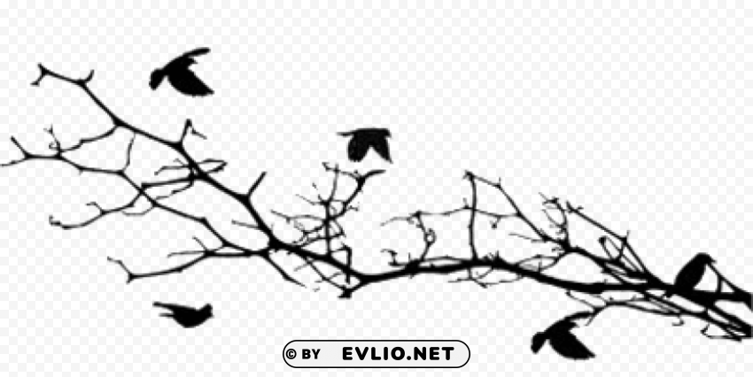 bird silhouettes on a branch Transparent Background Isolated PNG Icon