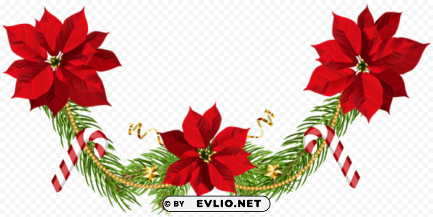 Christmas Poinsettias Garland High-definition Transparent PNG