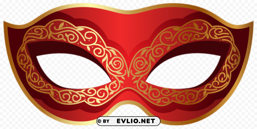red and gold carnival mask PNG Graphic Isolated on Clear Background Detail