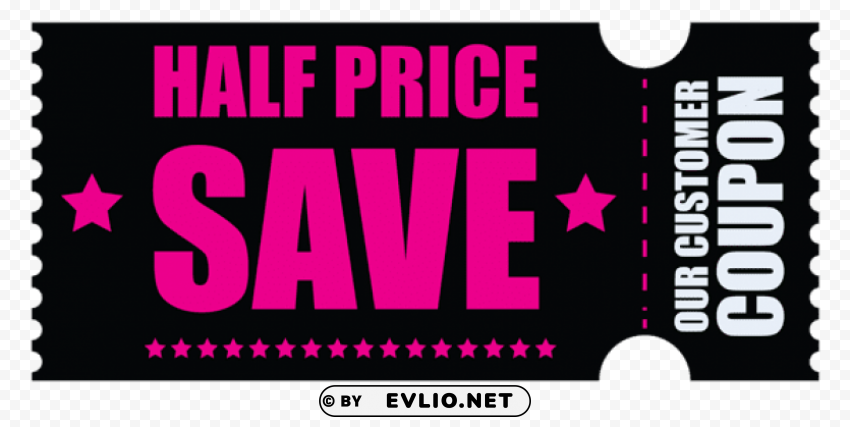black friday half price coupon PNG graphics with clear alpha channel selection