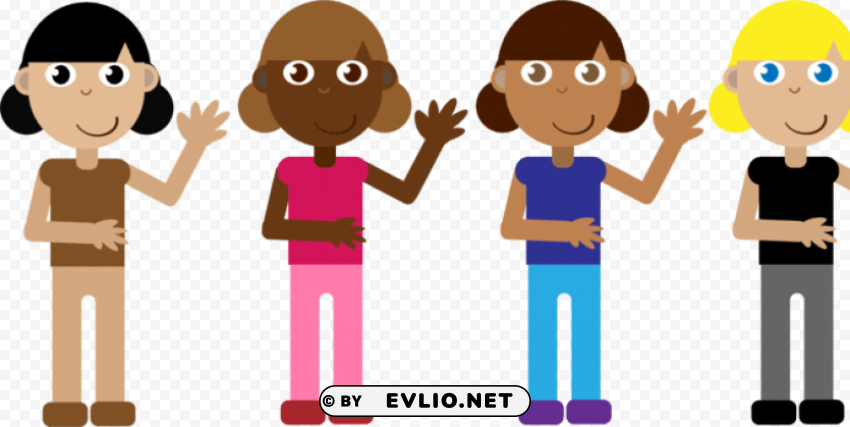 cartoon group of girls PNG images for graphic design