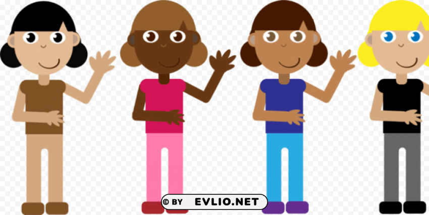 Cartoon Group Of Girls PNG Images For Graphic Design