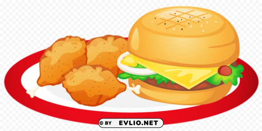 hamburger and chicken legs plate Clear Background PNG Isolated Subject