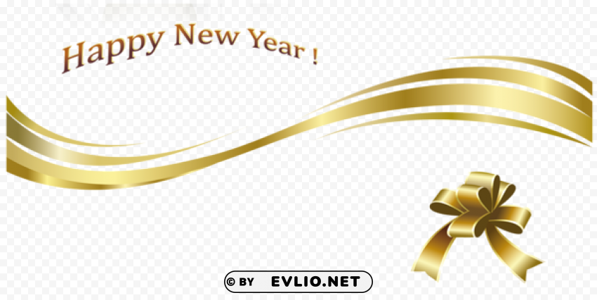 happy new year gold text and decoration PNG Image with Transparent Background Isolation