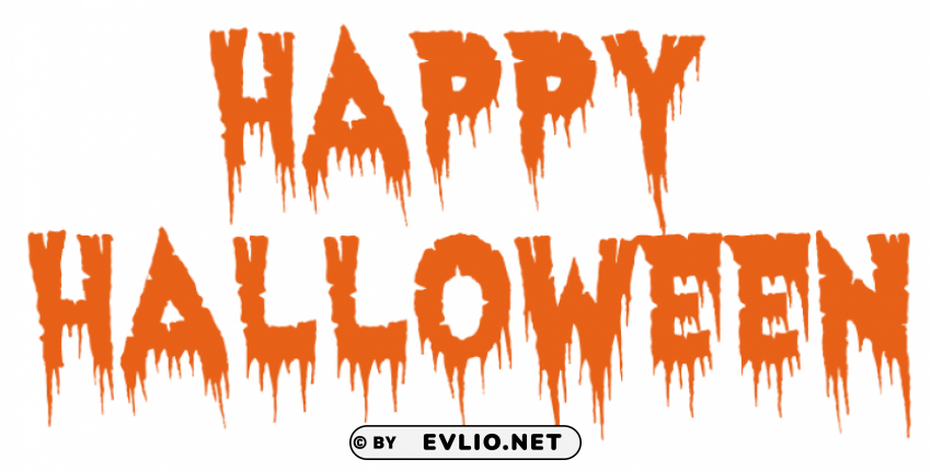 happy Halloween text orange PNG images with transparent canvas variety
