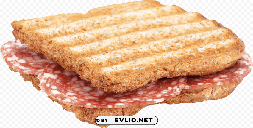 grilled salami toast PNG Graphic with Transparent Background Isolation