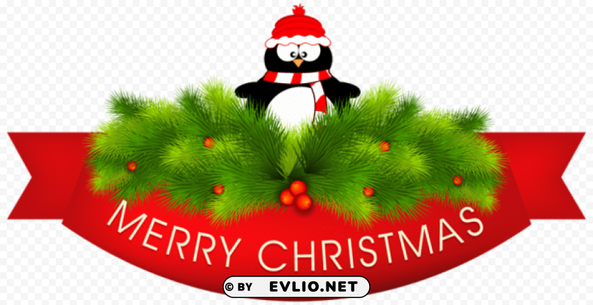 merry christmas decor with penguin Isolated PNG on Transparent Background