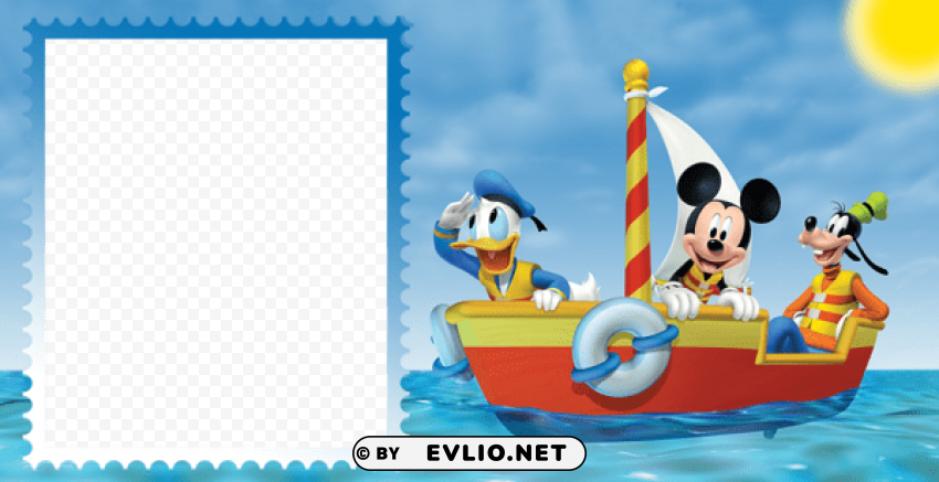 mickey mouse & friends sea kids frame Isolated PNG on Transparent Background
