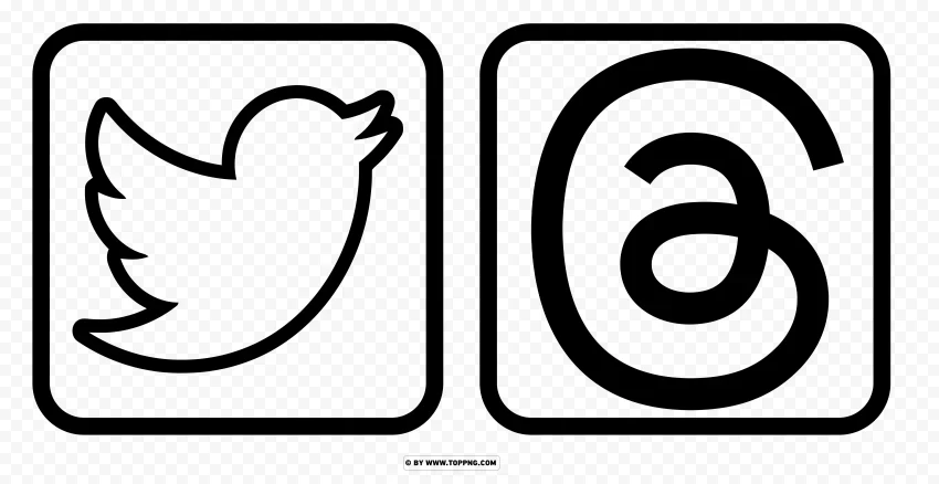HD black Outline Twitter and Threads Logo Icon Clear Background Isolated PNG Object - Image ID 11b2b3d3