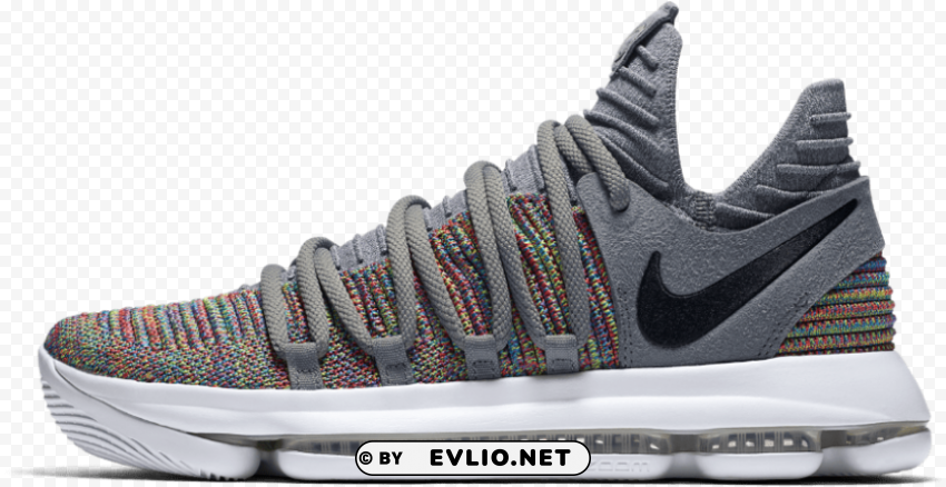 nike zoom kd 10 multlor PNG transparent designs for projects