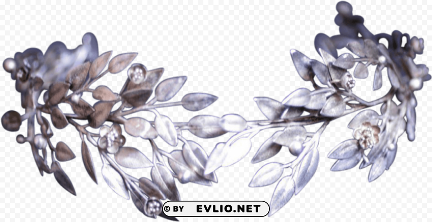 silver leaf crown Transparent PNG Isolated Element with Clarity