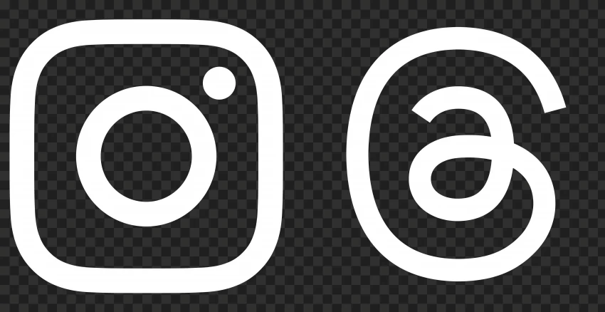 White Outline PNG of Instagram and Threads Logo Icon Clear background PNGs