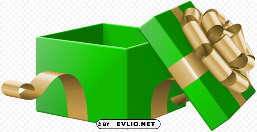 open gift box green transparent PNG images with no watermark