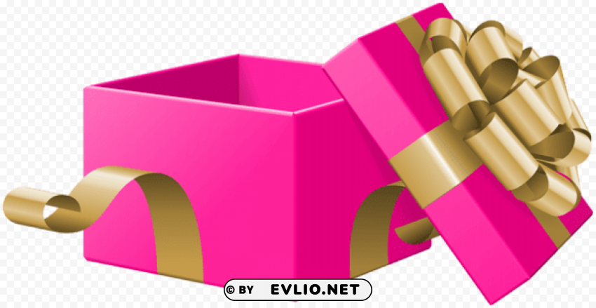 open gift box pink PNG images with transparent layer