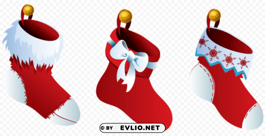  three christmas stockings Isolated Object on HighQuality Transparent PNG