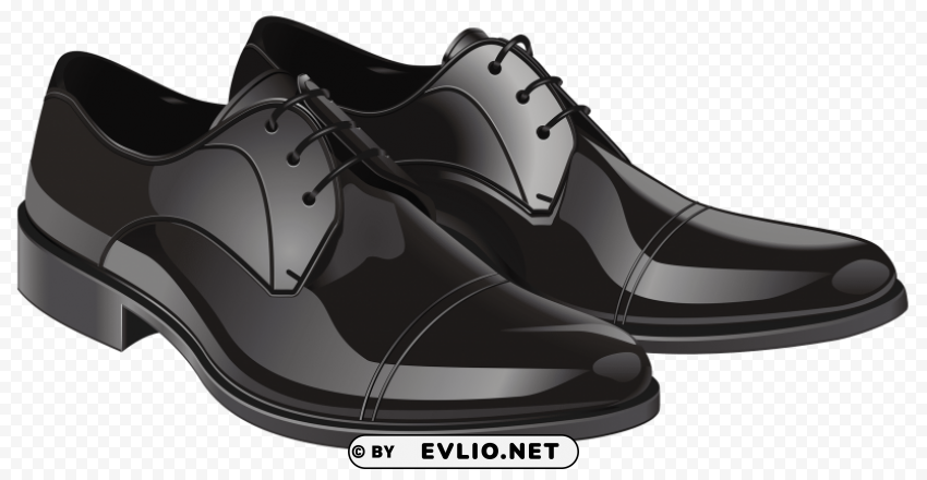 Black Elegant Men Shoes Clean Background Isolated PNG Object