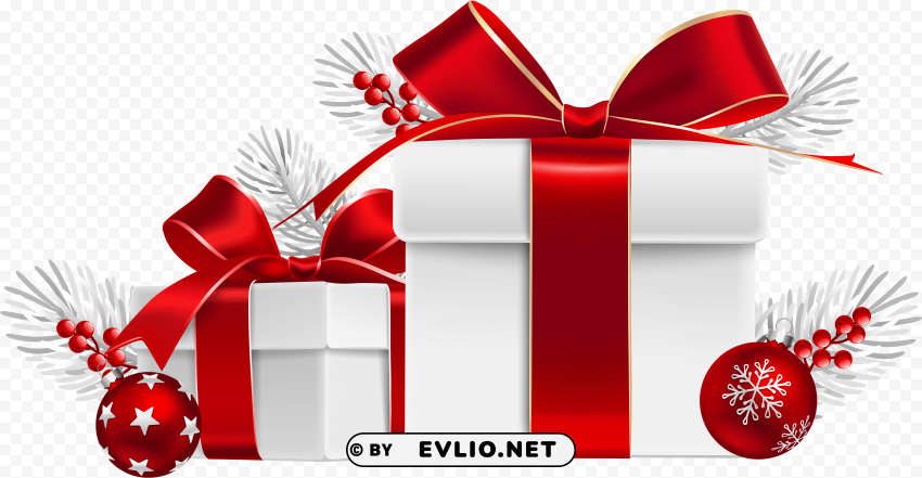 christmas gifts transparent clip art image PNG Isolated Object on Clear Background