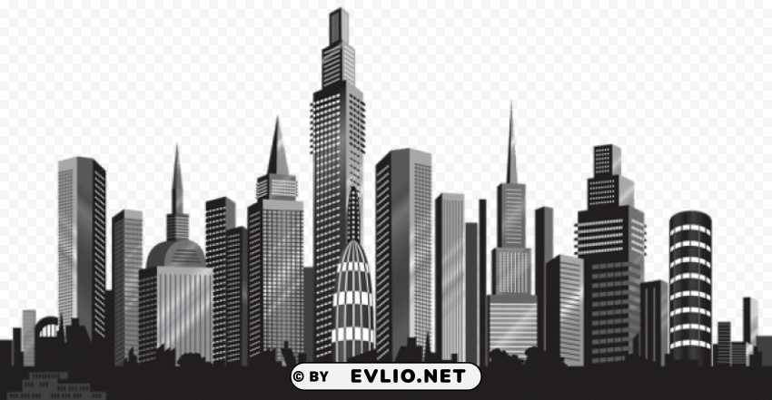 Cityscape Silhouette Transparent Background Isolated PNG Item