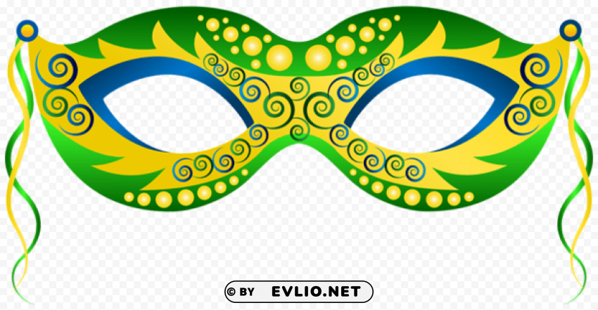 green yellow carnival mask Isolated Object on HighQuality Transparent PNG