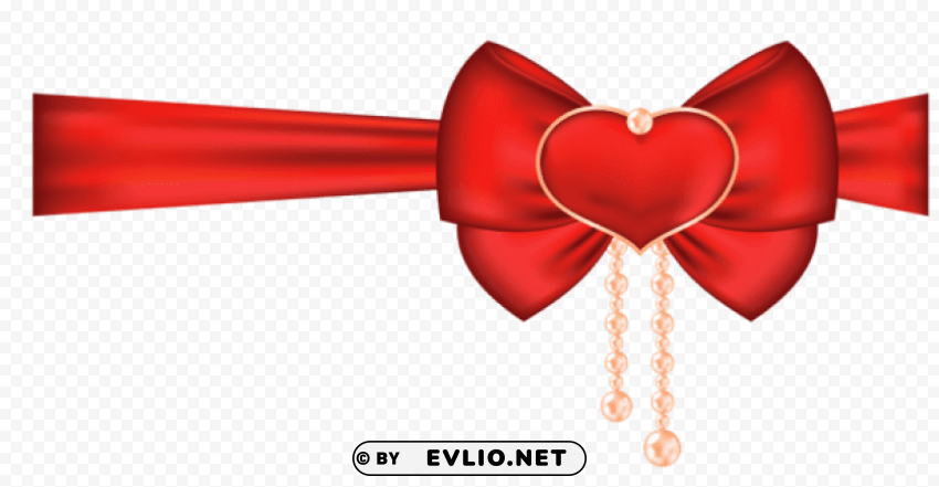 red bow with heart decorpicture Isolated Artwork on HighQuality Transparent PNG