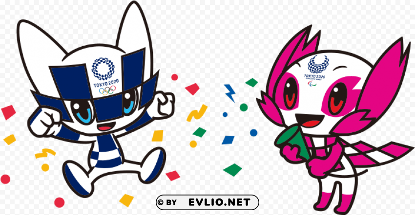 happy holidays and a happy new year - mascot tokyo 2020 PNG images for advertising
