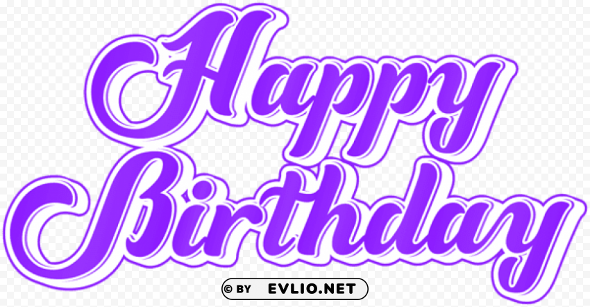 Purple Happy Birthday PNG Graphic With Transparent Background Isolation