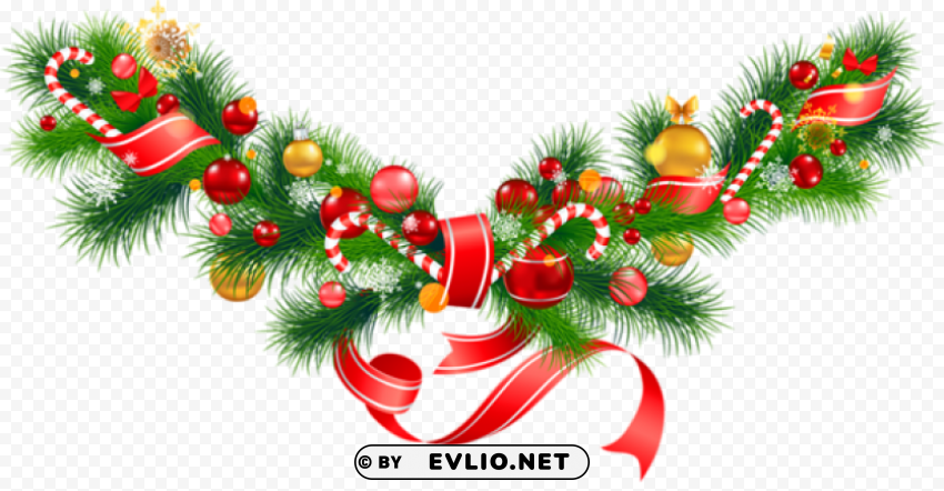  christmas pine garland with ornaments Free transparent PNG
