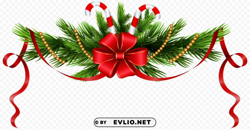christmas pine branches decoration Isolated Artwork in Transparent PNG Format
