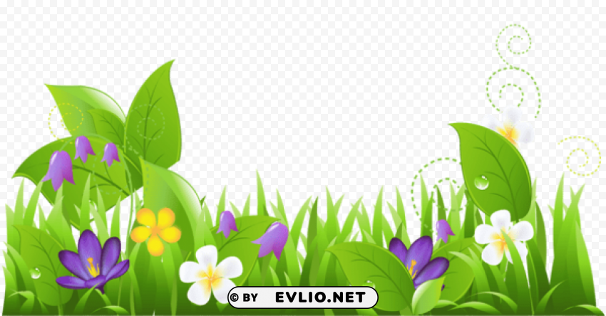 grass and flowers Isolated Graphic on HighQuality PNG