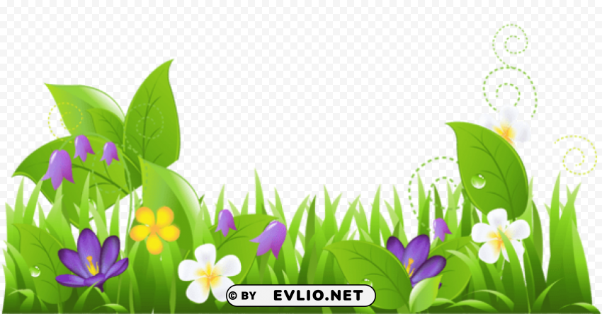 Grass And Flowers Isolated Graphic On HighQuality PNG