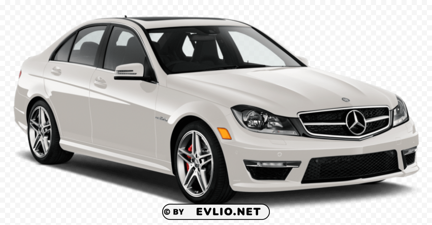 polar white mercedes benz c class 2014 car Isolated Subject in HighResolution PNG