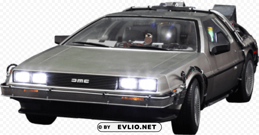 delorean front back to the future Clear Background Isolated PNG Graphic