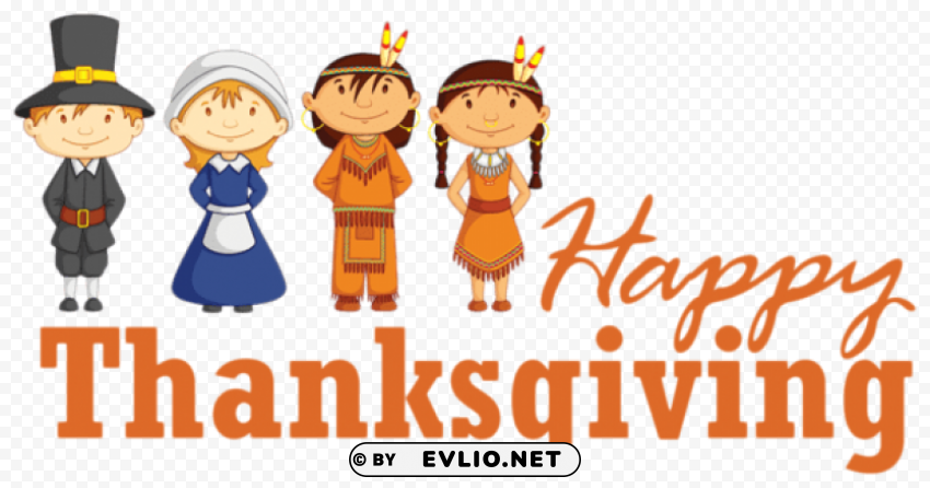 transparent happy thanksgiving with pilgrim and native americans PNG photo without watermark