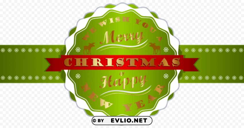 merry christmas and happy new year label PNG images with transparent elements