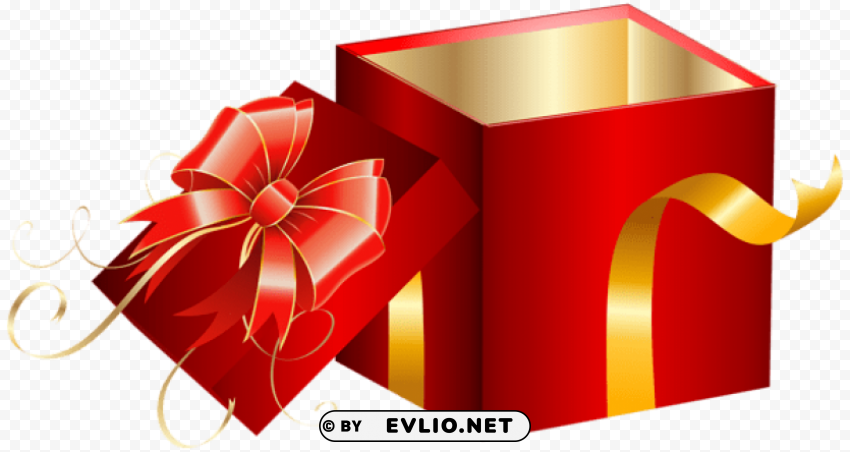 opened red gift box PNG objects
