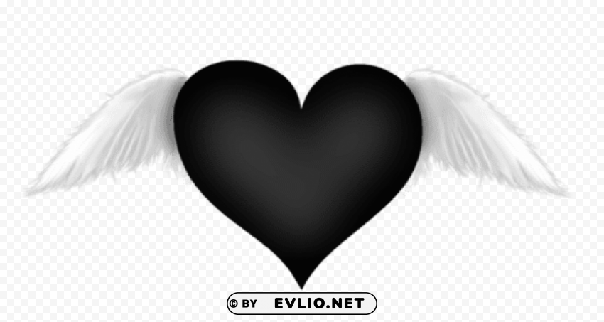 Black Heart With Wings Transparent PNG Files With No Background Bundle
