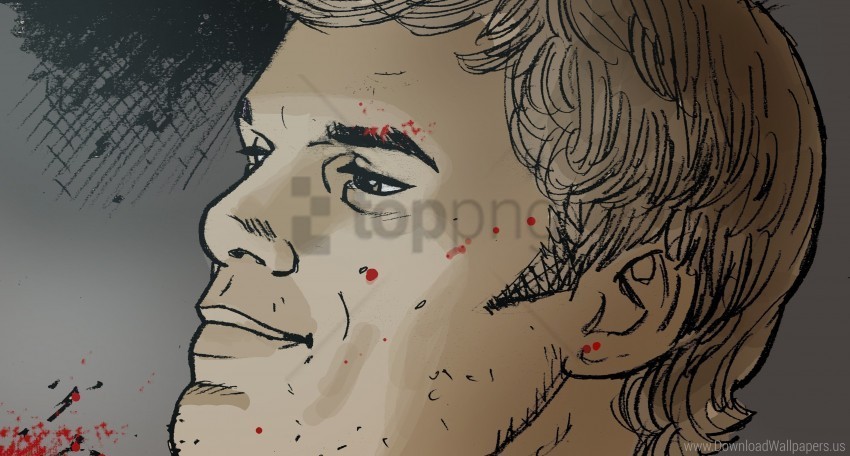 blood dexter face michael c hall portrait vector wallpaper PNG Graphic Isolated on Clear Background Detail