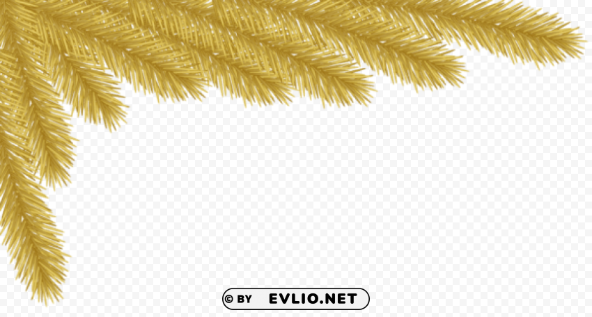 christmas gold pine corner PNG Image with Transparent Isolation