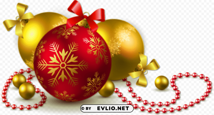 gold and red christmas balls PNG transparent graphics comprehensive assortment