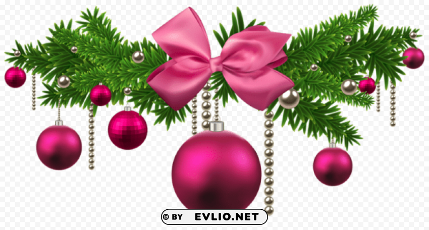 Pink Christmas Balls Decoration PNG Graphics With Transparency