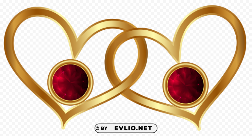 golden hearts with red diamonds PNG without watermark free