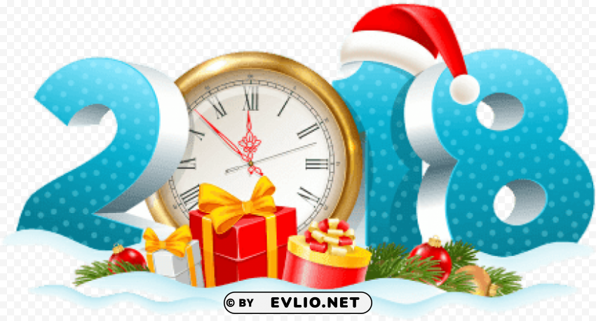 new year clock 2018 Isolated Item with Clear Background PNG