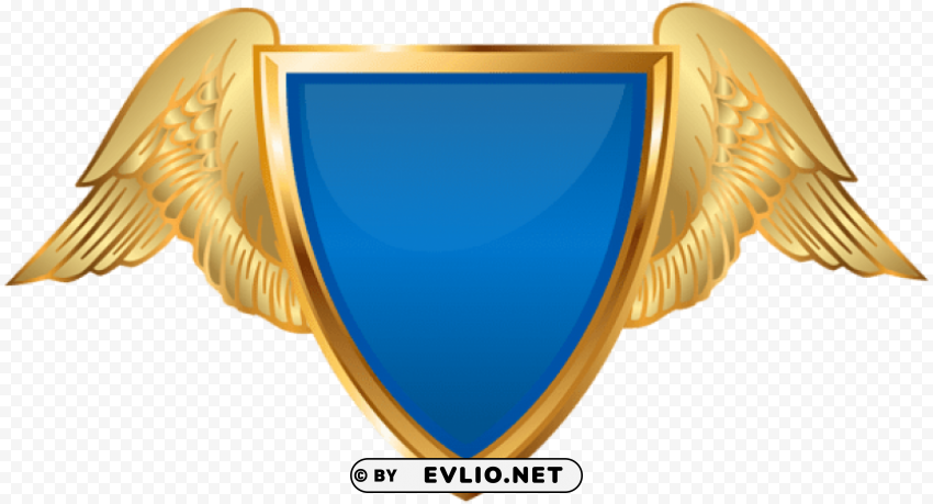 badge with wings blue PNG for use