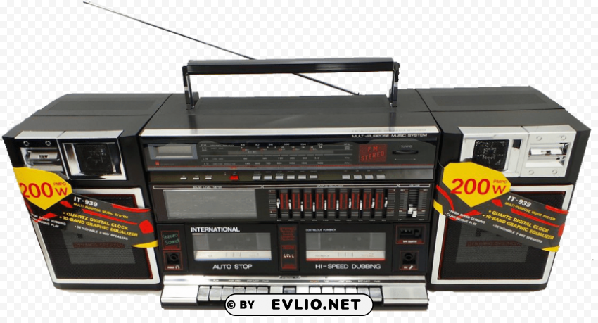 vintage ghettoblaster Transparent PNG images set