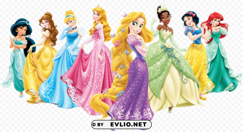 Disney Princesses Cartoon PNG Graphic With Transparency Isolation