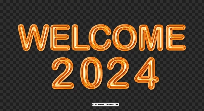 Welcoming 2024 with HD Yellow Gold Balloons Style Transparent PNG art